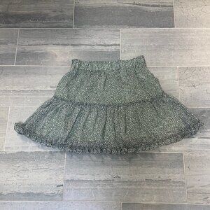 Indikah Ruffle Flounce High Waist Mini Skirt Green Cheetah Leopard Print Large
